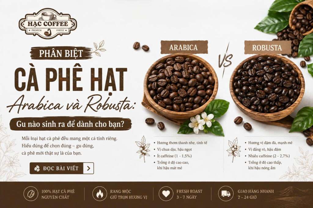 phân biệt cà phê hạt arabica và robusta